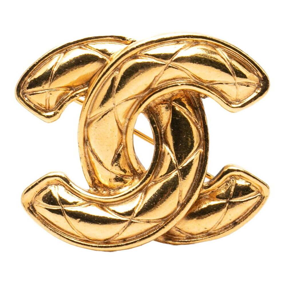 CHANEL Gold Logo Brooch - Picture 1 of 5